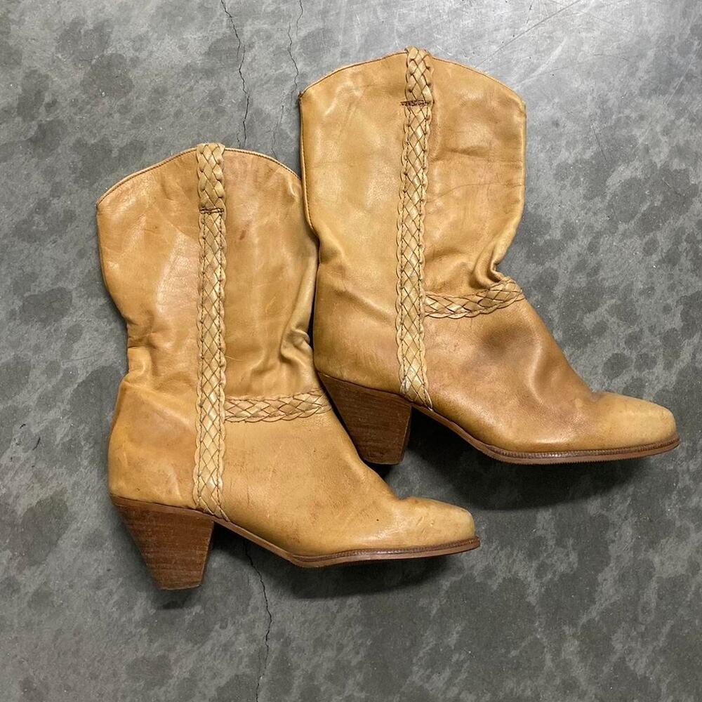 Tan and cream cowboy boots
